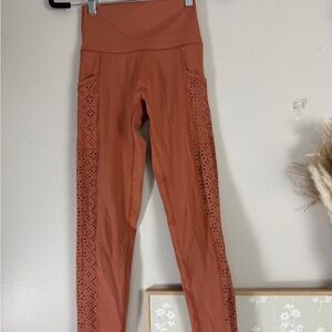 aerie Terracotta High-Waist Laser-Cut Leggings